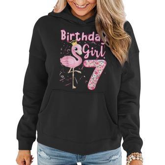 7Th Birthday Girls Flamingo 7 Years Old Tropical Flamingo Women Hoodie - Monsterry UK