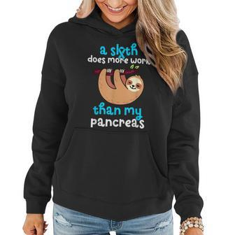 A Sloth Does More Work Than My Pancreas Diabetes Awareness Women Hoodie - Thegiftio UK