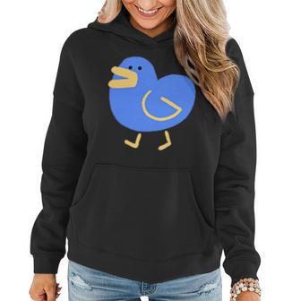 A Small Minimally Designed And Illustrated Blue Duck Women Hoodie - Monsterry