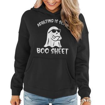 Adulting Is Some Boo Sheet Ghost Halloween Costume Women Hoodie | Mazezy