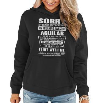 Aguilar Name Gift Sorry My Heartly Beats For Aguilar Women Hoodie - Seseable