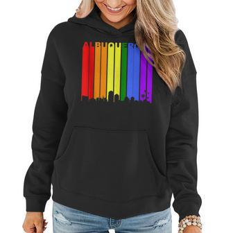 Albuquerque New Mexico Lgbtq Gay Pride Rainbow Skyline Women Hoodie | Mazezy