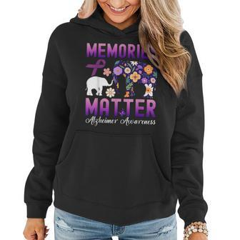Alzheimers Awareness Memories Matter Purple Elephant Women Hoodie | Mazezy