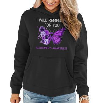 Alzheimer's Awareness I Will Remember You Butterfly Women Hoodie | Mazezy