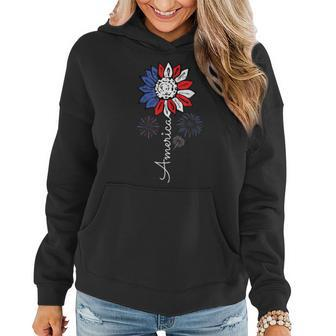 America Sunflower 4Th Of July Independence Day Patriotic Women Hoodie | Mazezy