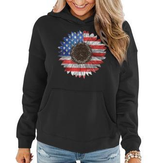 American Flag Sunflower Graphic 4Th Of July Independence Day Women Hoodie | Mazezy