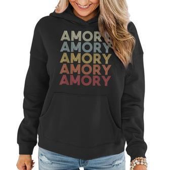 Amory Mississippi Amory Ms Retro Vintage Text Women Hoodie | Mazezy