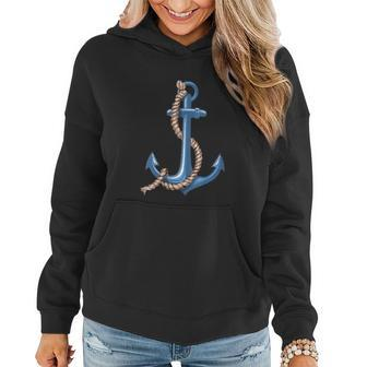 Anchor Blue Rope Gift Idea Picture Saying Coast Harbor Sea Women Hoodie | Mazezy