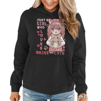 Anime Cat Girl Just A Girl Who Loves Anime And Cats Women Hoodie - Monsterry