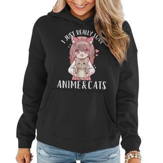 Anime And Cats Kawaii Cat For Girls Women Hoodie - Seseable