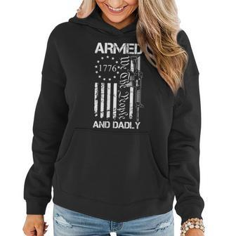 Armed And Dadly Funny Deadly Father For Fathers Day Usa Women Hoodie | Mazezy