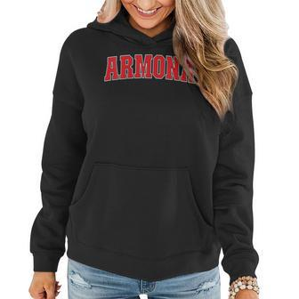 Armona California Souvenir Trip College Style Red Text Women Hoodie | Mazezy