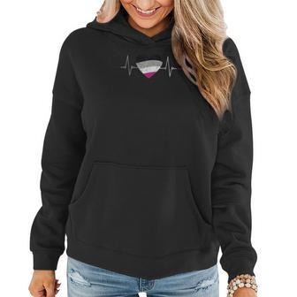 Asexual Heartbeat - Ace Flag Ekg Pulse Line Asexuality Pride Women Hoodie | Mazezy