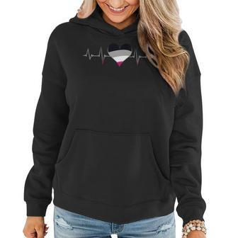 Asexual Heartbeat - Ace Pride Ecg Pulse Line Asexuality Women Hoodie | Mazezy