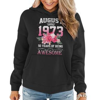 August 1973 50 Years Of Being Awesome Floral Women Hoodie - Thegiftio UK