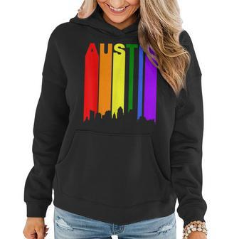 Austin Texas Lgbtq Gay Pride Rainbow Skyline Women Hoodie | Mazezy