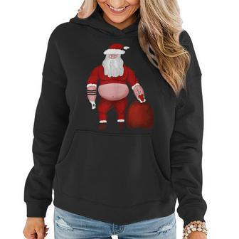 Awesome Fat Santa With Anchor Tattoo Biker Christmas Gift Women Hoodie | Mazezy