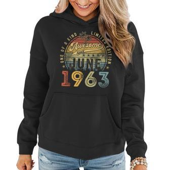 Awesome Since June 1963 Vintage 60Th Birthday Party Retro Women Hoodie | Mazezy
