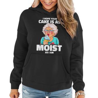 Baking Grandma I Hope Your Cake Is As Moist As I Am Gag Women Hoodie - Thegiftio UK