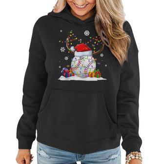 Baseball Lovers Reindeer Santa Hat Ugly Christmas Sweater Women Hoodie - Monsterry DE