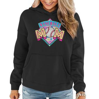 Baseball Mom Retro 80S 90S Mothers Day Baseball Mama Gifts For Mom Funny Gifts Women Hoodie | Mazezy