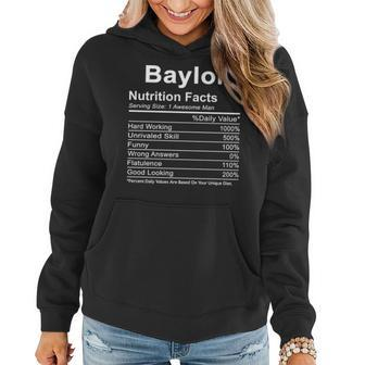 Baylor Name Funny Gift Baylor Nutrition Facts V2 Women Hoodie - Seseable