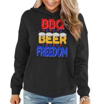 Bbq Beer Freedom 4Th Of July America Usa Bbq Summer Party Beer Funny Gifts Women Hoodie | Mazezy