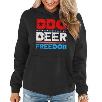 Bbq Beer Freedom America Usa Party 4Th Of July Summer Gift Beer Funny Gifts Women Hoodie | Mazezy