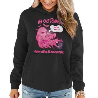 Bc Breast Cancer Awareness In October Even Ghosts Wear Pink Boo Breast Cancer Ghost1 Cancer Women Hoodie - Monsterry