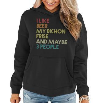 Beer Bichon Frise Owner Dog Beer Lover Quote Funny Vintage Retro Women Hoodie - Monsterry AU