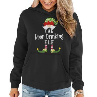 Beer Drinking Elf Group Christmas Pajama Party Women Hoodie - Seseable