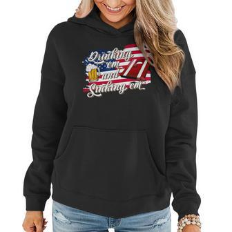 Beer Funny Beer Drinking Sinking Usa Flag Cornhole Board Game Women Hoodie - Monsterry