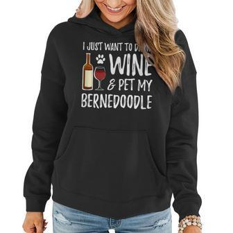 Bernedoodle Dog Lover Wine Dog Mom Women Hoodie - Seseable