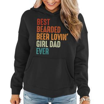 Best Bearded Beer Loving Girl Dad Ever Retro Funny Father Women Hoodie | Mazezy