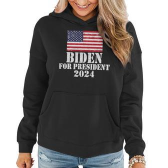 Biden For President Biden 2024 Retro Vintage Us Flag Biden Women Hoodie - Monsterry