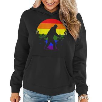 Bigfoot In Forest Lgbt-Q Gay Pride Rainbow Flag Color Ally Women Hoodie | Mazezy