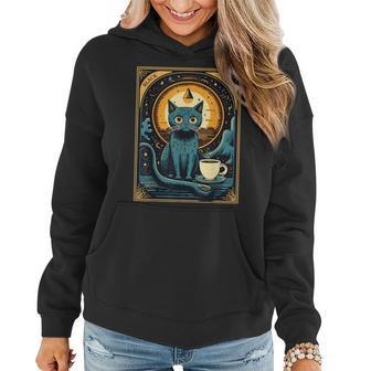 Black Coffee Cat Tarot Card Occult Gifts For Coffee Lovers Funny Gifts Women Hoodie | Mazezy