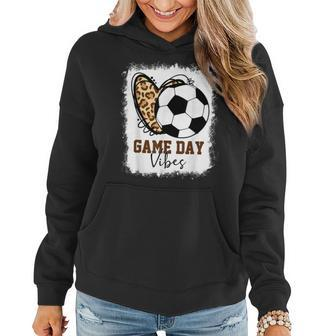 Bleached Soccer Game Day Vibes Soccer Mom Game Day Season Women Hoodie - Seseable