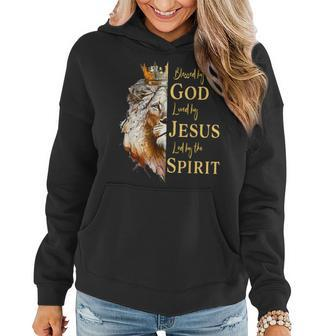 Blessed By God Loved By Jesus Lion Women Hoodie - Seseable