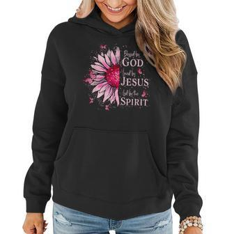Blessed By God Loved By Jesus Pink Sunflower Women Hoodie - Seseable