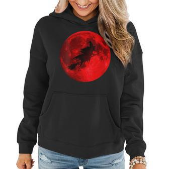 Bloody Moon Witch On Broom Halloween Party Night Costume Gift For Womens Women Hoodie | Mazezy