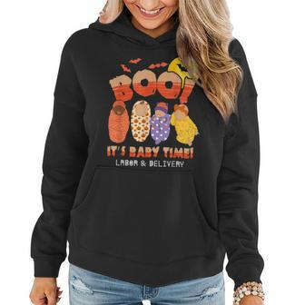 Boo It's Baby Time Labor & Delivery Nurse Halloween Women Hoodie - Monsterry UK