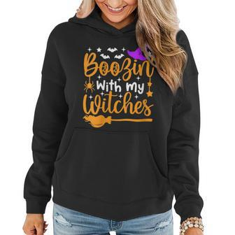 Boozin With My Witches Witch Halloween Party Women Hoodie - Thegiftio UK