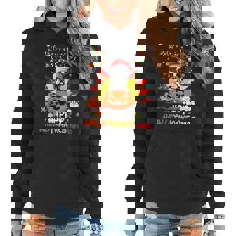 Boston Terrier Dog Halloween And Merry Christmas Women Hoodie - Monsterry