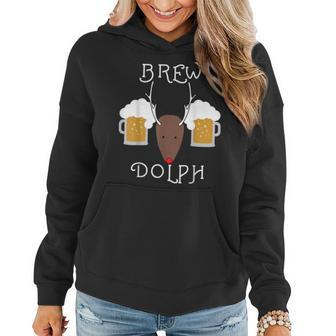 Brew-Dolph Reindeer Christmas For Beer Drinkers Women Hoodie - Seseable