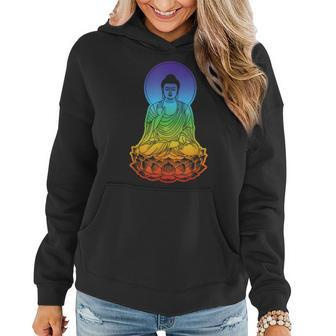 Buddhism 7 Chakras Yoga Rainbow Buddha Women Hoodie | Mazezy