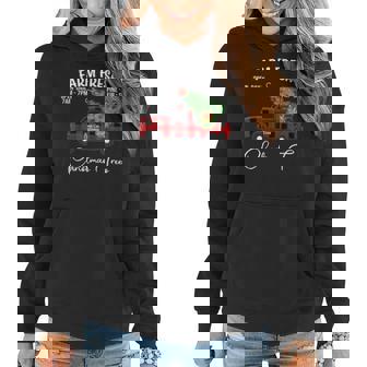 Buffalo Plaid Farm Red Truck With Christmas Tree Women Hoodie | Mazezy