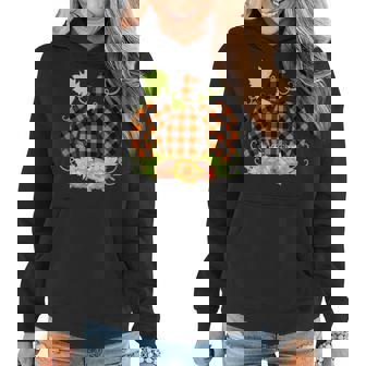 Buffalo Plaid Pumpkin Fall T Halloween & Thanksgiving Halloween Women Hoodie | Mazezy