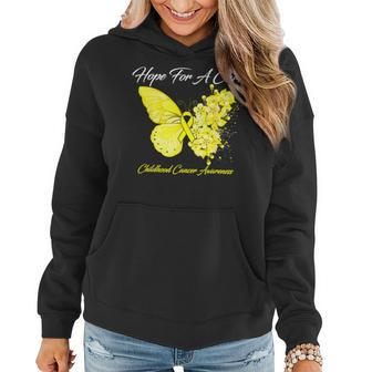 Butterfly Hope For A Cure Childhood Cancer Awareness Women Hoodie - Seseable