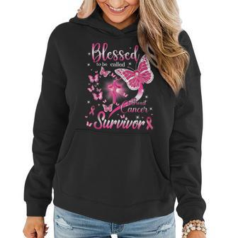 Butterfly Pink Blessed To Be Called Breast Cancer Survivor Women Hoodie | Mazezy